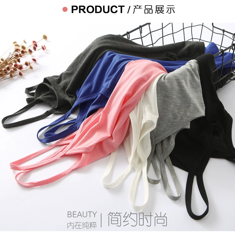 Kano cano fat MM size lớn mod nhỏ sling màu vest nữ Slim bên trong áo sơ mi cắt đáy thấp
