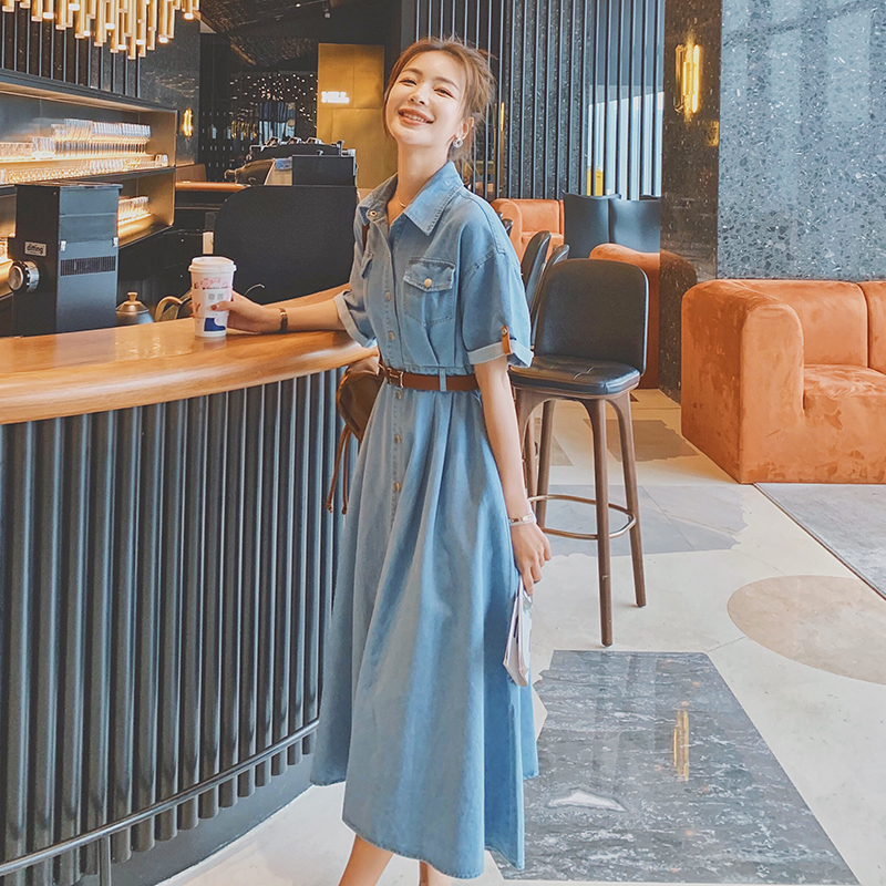 Very Stylish Denim Shirt Dress for Women, Summer 2026 New Model, Super Popular, High-End Vintage, Waist-Cinching, Elegant Dress Very Stylish Denim Shirt Dress for Women, Summer 2026 New Model, Super Popular, High-End Vintage, Waist-Cinching, Elegant Dress