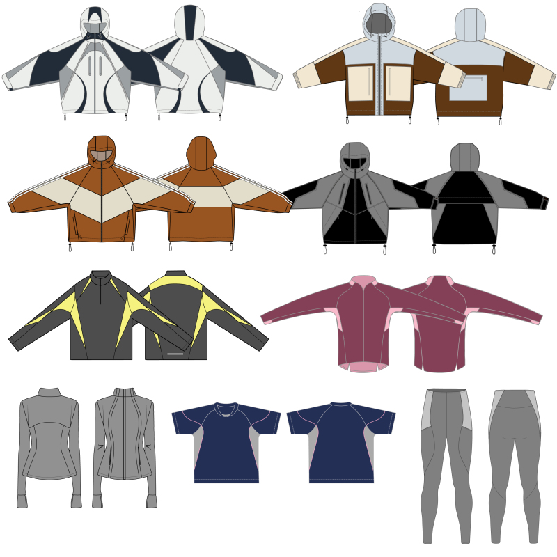 Clothing Style Diagrams, Outdoor Sports Clothing Templates Ai Vector Graphics