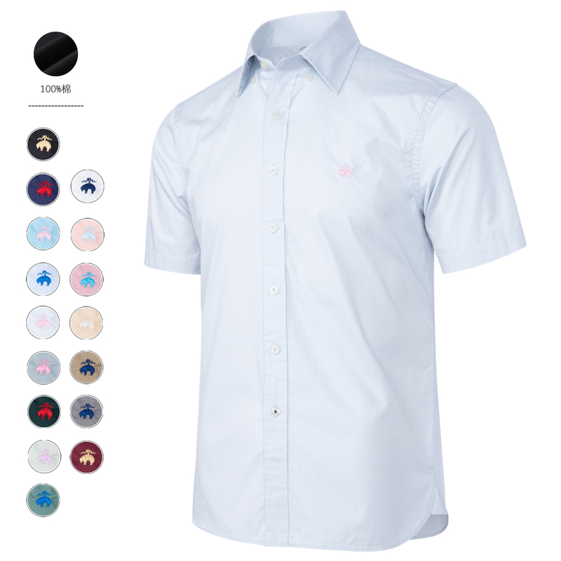 Brooks Brothers Men's Pure Cotton Short-Sleeved Shirt Summer Thin Non-Iron Polo Shirt