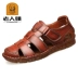 Ông già đi giày nam mùa hè Baotou dép rỗng Giày da nam đi biển - Sandal giày sandal nam Sandal
