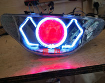  Weiyang is suitable for Fuxi 110 national two-flower lattice motorcycle modification sea 5 lens headlight assembly accessories Angel