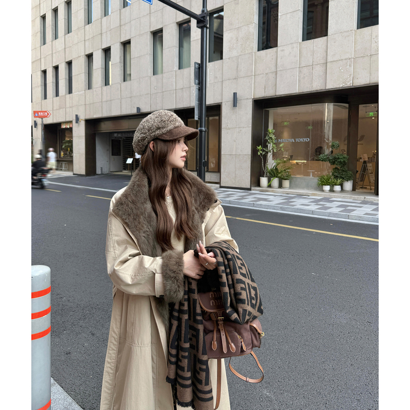 Senna Memories Windbreaker Parka Women's Reversible Rabbit Fur Lined Fur Coat Women's Parka