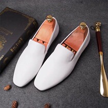 Leather slip-on small white shoes mens new all-match Korean version summer casual pointed toe set foot tide solid color loafers