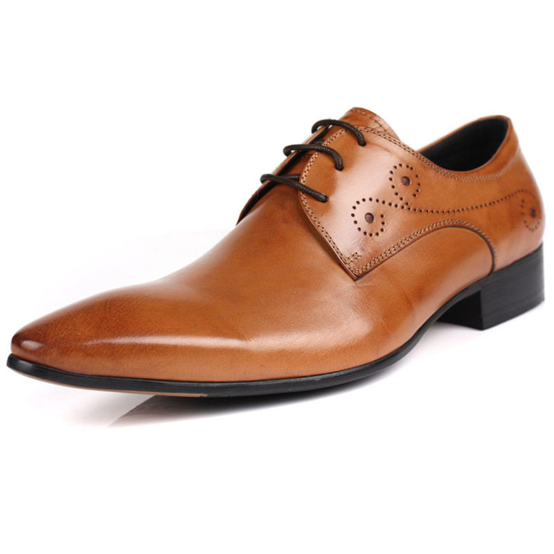 British top layer cowhide men's leather shoes black business suit fashion super sharp long tide bullet lace broken code