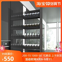 Kitchen Cabinet big monster pull basket high cabinet super narrow four layer side loading high depth side pull snack cabinet small size multi-layer