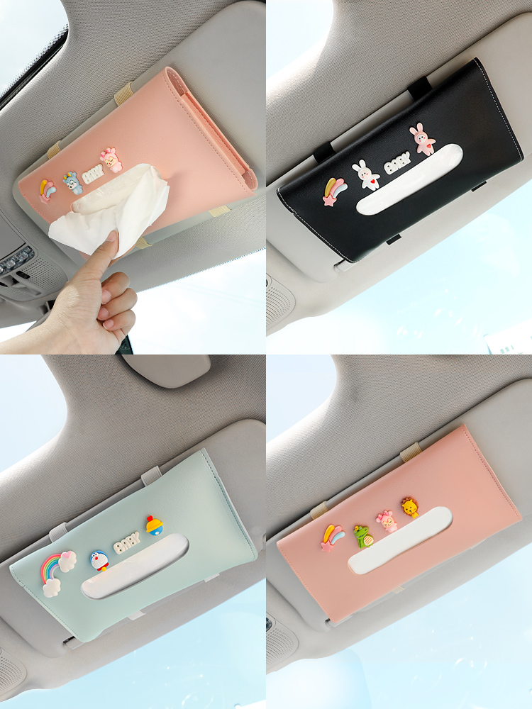 Net Red Vehicular Tissue Box Personality Creativity Cute Hanging Visor Pumping Cardboard Box Car Interior Accessories Big ¥-Tao ba o