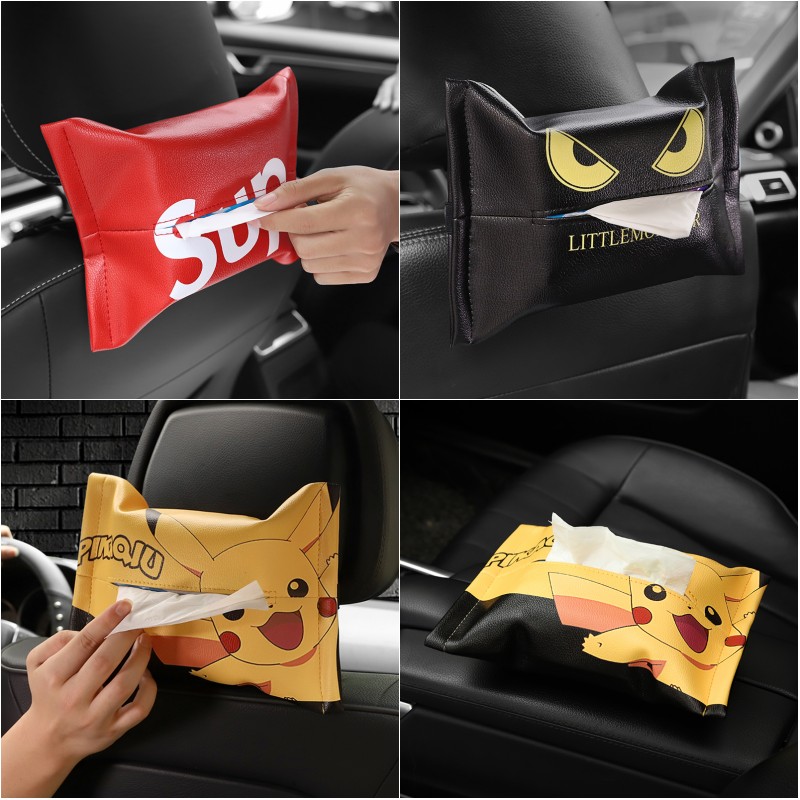 On-board paper towels box seat back-hanging car internal pumping paper box visor car cortical seat style napkin bag cover #-Taobao