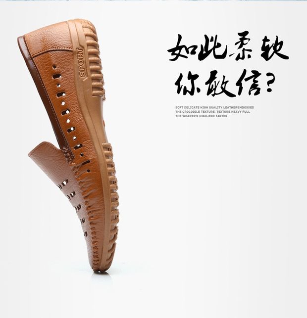 Mùa hè thoáng mát giày da mát mẻ dép nam trung và dép da tuổi trung niên ông già cha giày thường giày nam - Sandal dép rọ gucci