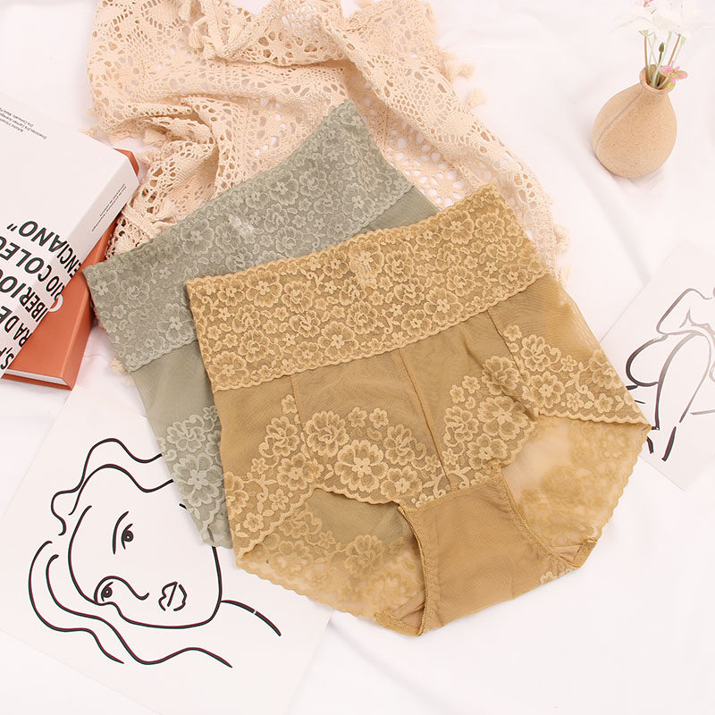 Collection of small belly high waist lace Underpants mesh yarn cotton stalls No marks Sexy Bag Hip Triangle Pants Postnatal Mom Selection