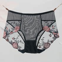中腰性感无痕提臀女士三角裤蕾丝刺绣棉裆无痕舒适内裤