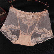 Summer fat MM lace sexy transparent comfortable seamless large size waist triangle womens underwear cotton crotch