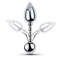 SM metal double-ended pull-bead anal plug adult products sexy anus opening and expansion chrysanthemum sex toys for men and women