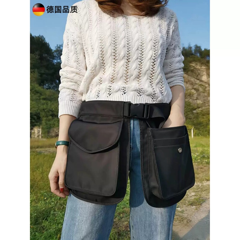 German Multifunctional Large Pocket Sports Trendy Lightweight Waist Bag Outdoor Apron with Zipper Waterproof Nylon Bag