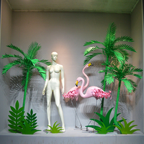 New simulation coconut tree Flamingo window clothing display cabinet mall display layout package Net red photography exhibition Props