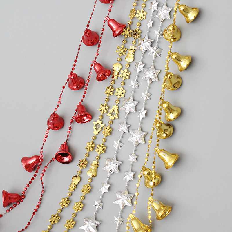 2 6 meters beaded string Christmas decorations net red room hanging beaded chain five-pointed star snowflake bell decorations