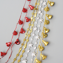 2 6 m beads string Christmas decorations Net red room hanging beaded chain five-pointed star snowflake bell decorations