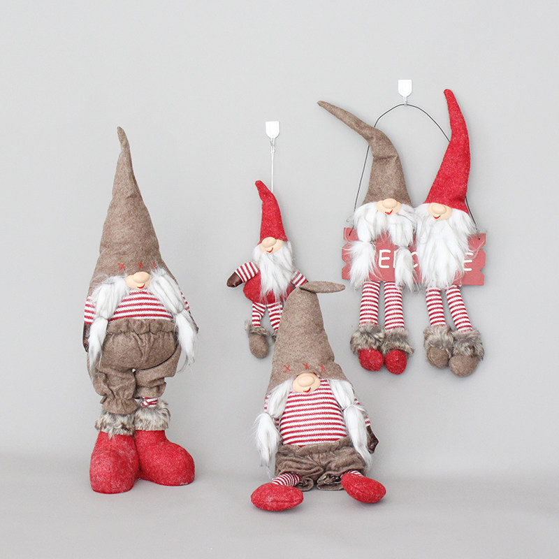New Nordic style Santa Claus big nose doll ornaments long legs telescopic puppet Christmas gift home gift