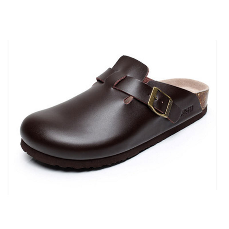 Guolofei Spring and Autumn New Style Couple's Lazy Closed-Toe Shoes Men's Large Size Cork Slippers Chef Women's Nurse Work Sandals