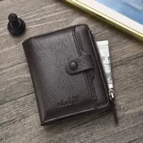 Ретро короткий маленький бумажник с молнией, универсальный трендовый кошелек