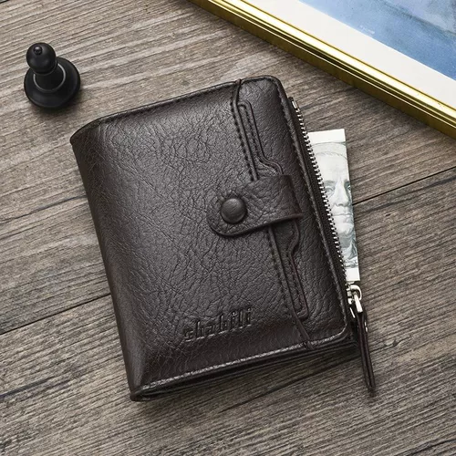 Ретро короткий маленький бумажник с молнией, универсальный трендовый кошелек