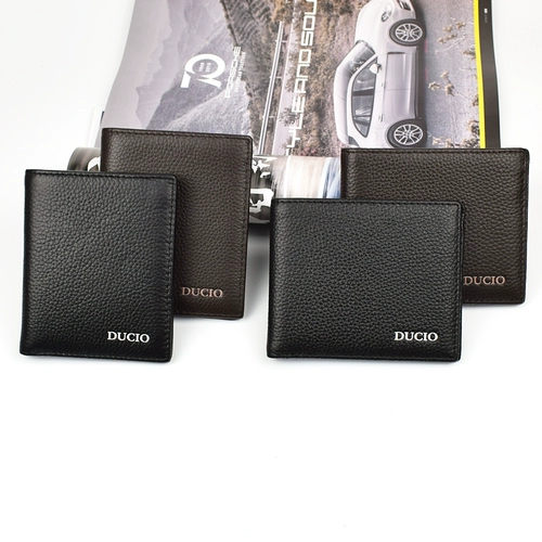 Мужской короткий бумажник, кожаный ультратонкий кошелек с молнией, из натуральной кожи, воловья кожа