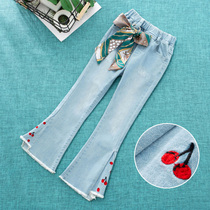 Girl horn pants thin section Summer Grand Scout jeans Anti-mosquito child long pants baby 2022 Summer clothing Ocean Gas Spring Autumn