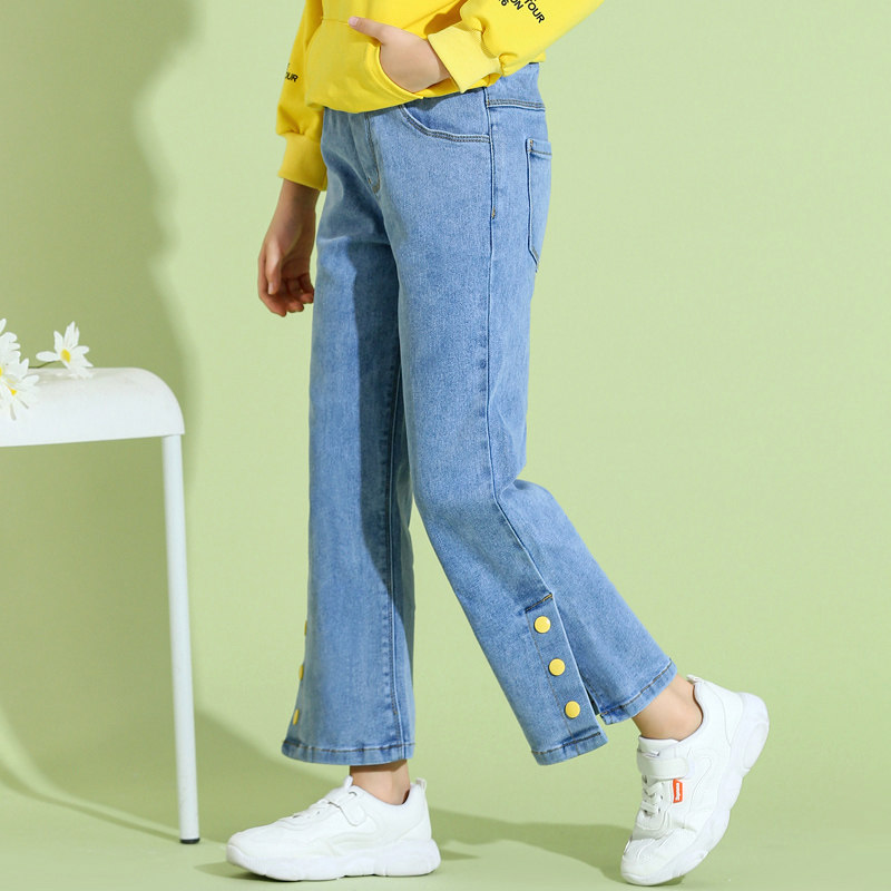 Girls Broad Legs 2023 Spring Clothing Children's Pants Ocean Lax Paddy Trouser Spring and Autumn Jeans