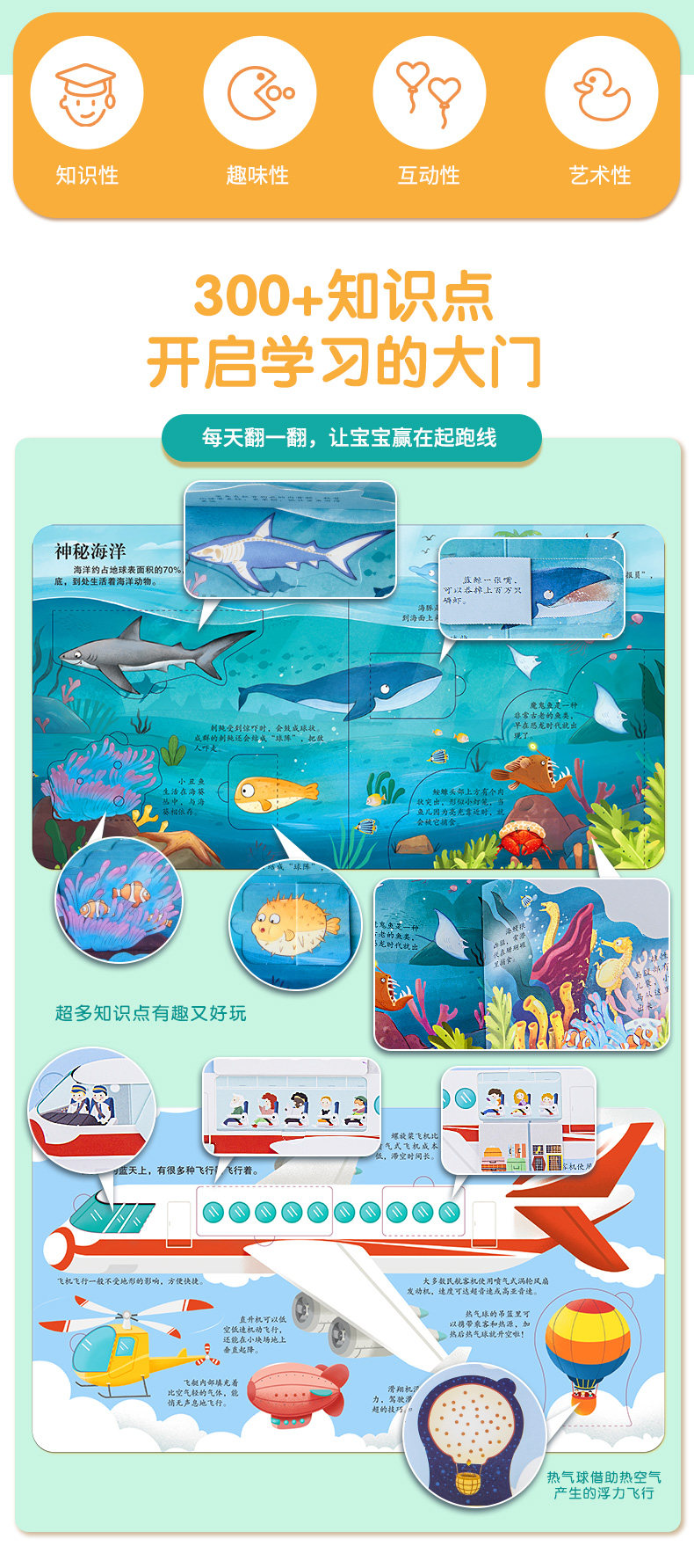 阳光宝贝 儿童立体书3d翻翻书 启蒙小百科4册 图2