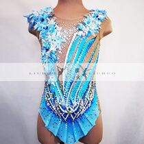LIUHUO Rhythmic Gymnastics Performance Wear Womens Adult Childrens Professional Gymnastics Competition Wear Cheerleading Training Wear Blue