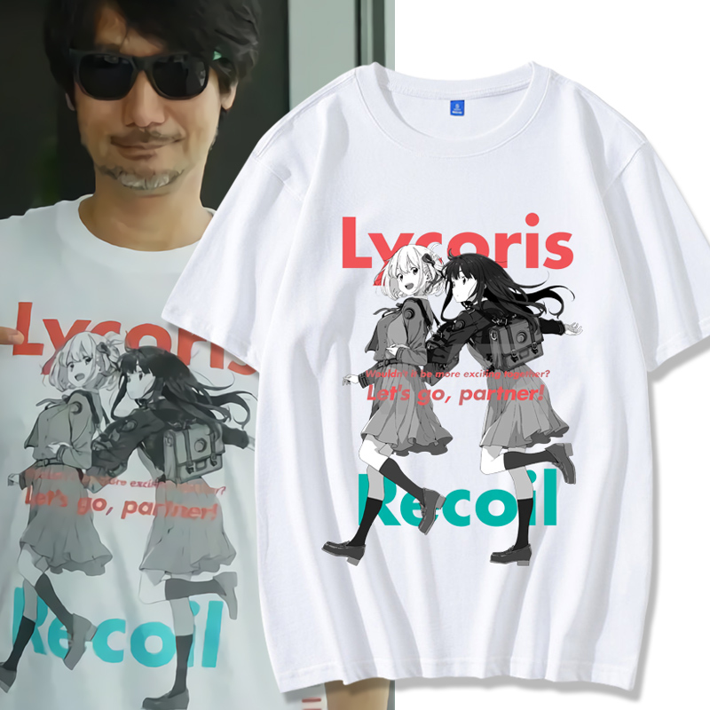 Lycoris Recoil Ryosuke Koizumi Same Style Short-Sleeve T-Shirt Senju Tsubasa Merchandise Clothing for Men