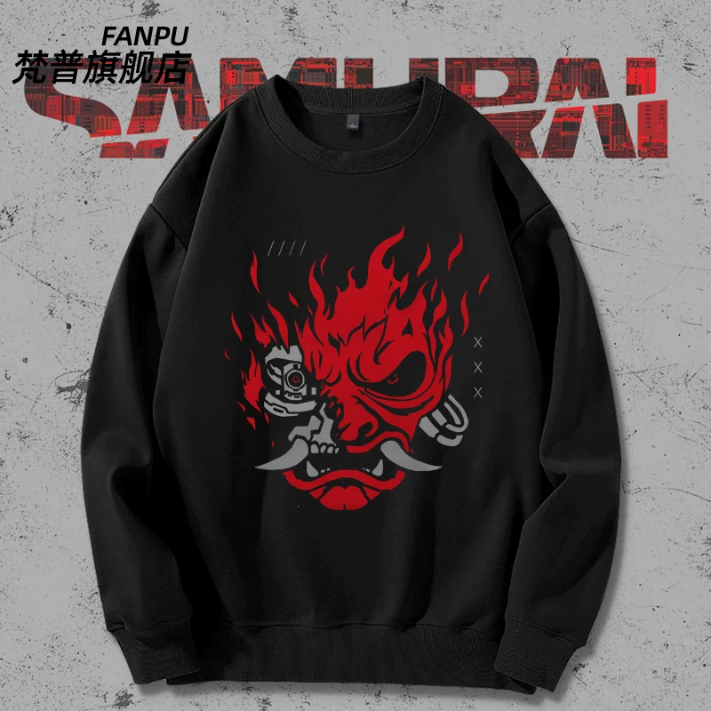 Цифровой киберпанк 2077 тематика Samurai, круглый вырез, толстый хлопковый футболка-полиэстер унисекс для студентов, универсальные топы и куртки