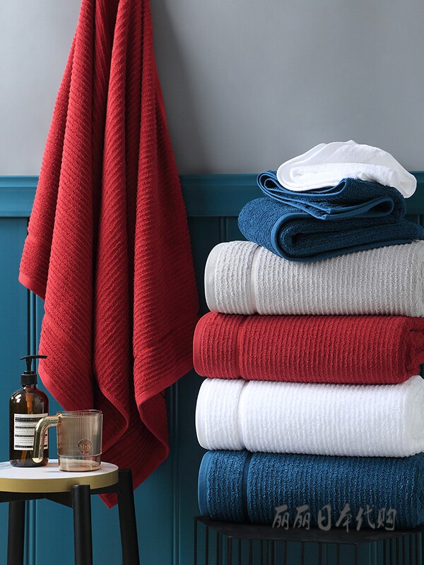 Japanese Julipet Bath Towel, Suitable for All Seasons, Unisex, Household, Absorbent, Pure Cotton, Red, Couple's Adult Wrap Towel, Special Use