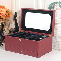 Large capacity jewelry box with lock princess European style Korean luxury high-end jewelry storage box Wedding gift