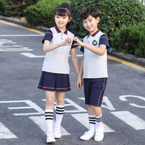  Kindergarten big class garden clothes Summer clothes British style class clothes Childrens sports games suit Primary school students Korean school uniform pure cotton