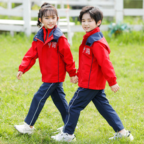 Customized jackets Chinese childrens sports class uniforms primary school uniforms autumn and winter three-piece kindergarten uniforms red