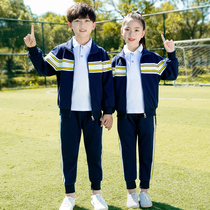School uniform suit primary school students first grade zipper shirt cotton sports class uniform kindergarten garden uniform spring and autumn three-piece suit