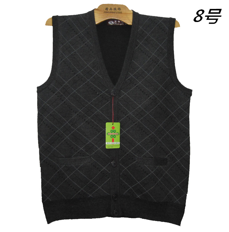 2 mùa xuân và mùa thu mùa của nam giới trung niên và người già V-Cổ cardigan dệt kim áo len vest vest clip daddy ông nội