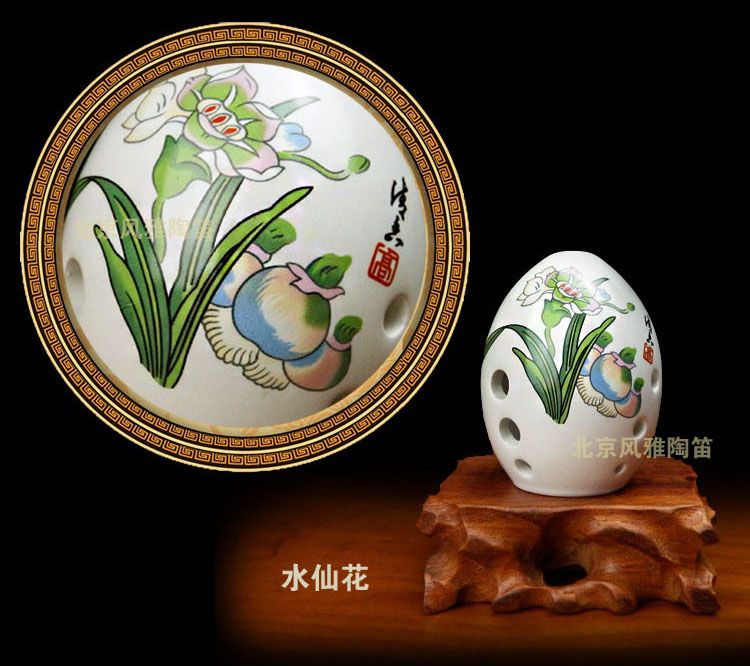 Gửi túi + hộp + thông tin! ! Đồ gốm sứ tráng men tám lỗ màu trắng quà tặng nhạc cụ lê 埙 (rửa miễn phí) - Nhạc cụ dân tộc tiêu trúc