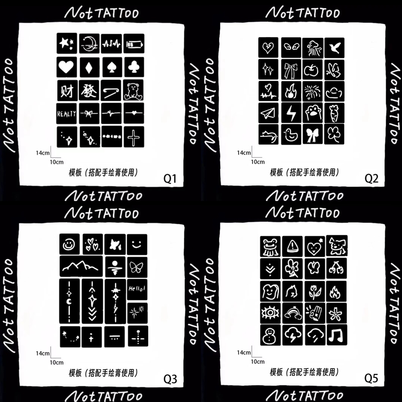 Butterfly Spray-Painted Tattoo Juice Paste Hollow Template Cartoon Image Finger Small Tattoo Template Street Stall Henna Hand-Painted