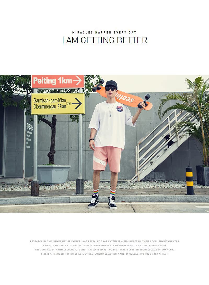 Ou Hao 2018 thương hiệu thủy triều cỡ lớn quần béo nam nam thêu màu hồng giản dị cộng với phân bón XL quần áo nam hàng hiệu