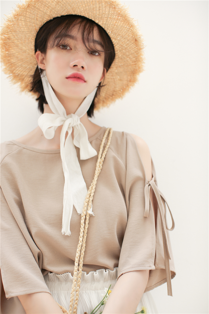 VK旗艦店 韓系雪紡百搭學院風襯衫短袖上衣