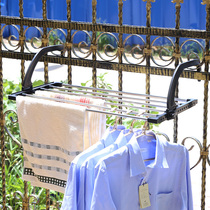 Stainless steel pipe fence drying rack balcony folding window sill drying shoe rack anti-theft window dormitory small drying rack