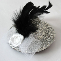 Stage accessories Show small hat hair clip Shiny feather small topper hair ornament Korean version of the headdress pressure clip 10CM