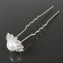 Rhinestone U-clip Clipper wavy sweet elegant OL hairpin hairpin Pearl Crystal hairpin bridal headwear