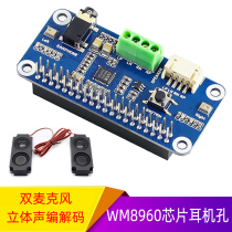 Raspberry Pi 4B 3B WM8960 audio module expansion board stereo codec dual speakers with earphone hole