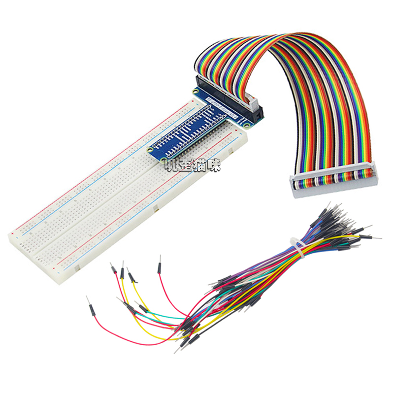 Raspberry Pi 4B 3B+GPIO Expansion Board + Rainbow 40P Cable + Breadboard 65 Jumpers DIY Experimental Set