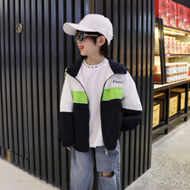 Zhongdai spring new hooded jacket 2021 boys handsome casual childrens clothing children Korean sports coat tide