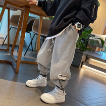 Fan Mi grain childrens clothing boys plus velvet pants 2021 new childrens sports pants autumn and winter tide big children thick pants