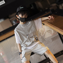 Boys summer sports suit children fake two short sleeves 2021 new childrens clothing handsome middle and Big Boy bombing Street Tide brand